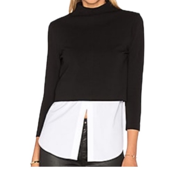 NWOT Theory Gracila Mock Neck Top with Attached Shirt Tail - Picture 1 of 5